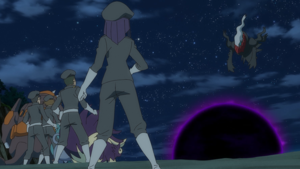 Un Darkrai usando Abismo Negro/Brecha Negra.