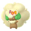 Whimsicott con una corona de flores