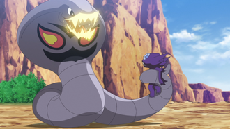 Arbok usando colmillo de trueno/colmillo rayo.