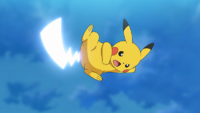 Pikachu de Ash usando cola férrea