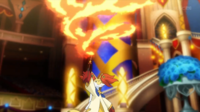 Delphox de Aria usando llama embrujada.