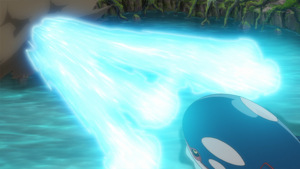 Mew transformado en Kyogre usando Pulso Original/Pulso Primigenio.