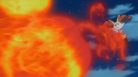 Braixen de Serena usando lanzallamas.