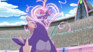 Samurott de Cameron enamorada por el ataque atracción del Emboar de Bianca/Bel.