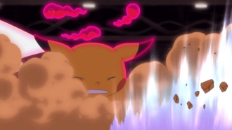 Pikachu Gigamax usando maxiataque.