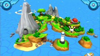 La isla donde se ubica el campamento en la primera versión del juego.