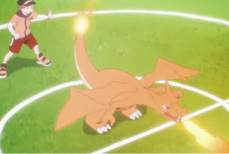 Charizard usando lanzallamas.