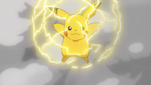 Pikachu de Ash usando electrotela.