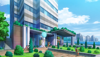 Centro Pokémon de Ciudad Carmín en la región de Kanto.