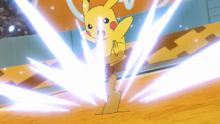 Pikachu de Ash usando cola férrea en un flashback del EP1175.