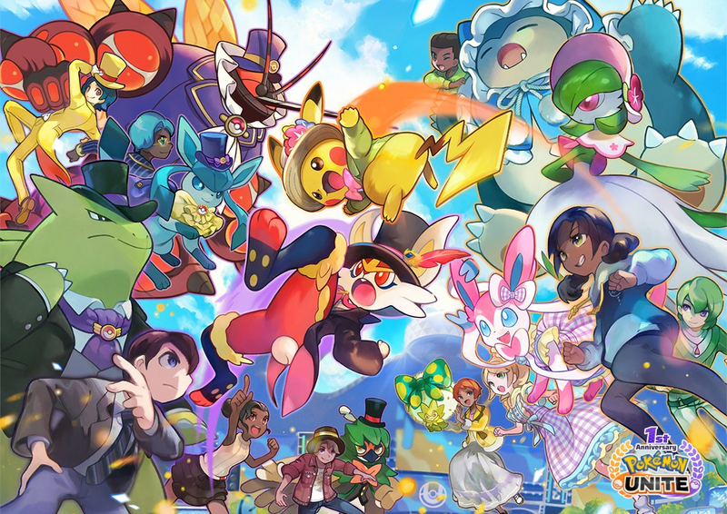Archivo:Artwork Primer Aniversario Pokémon UNITE.png