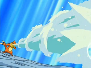 Buizel usando pistola agua.