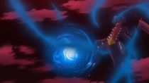 Mega-Garchomp del profesor Sycamore/Ciprés usando furia dragón.
