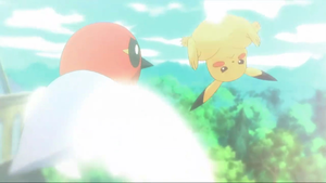 Fletchling usando ala de acero.