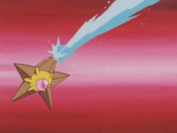 Staryu usando pistola agua.