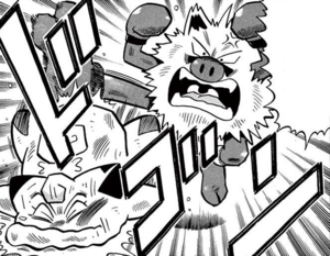 Un Primeape usando Megapatada.