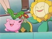 EP180 Hoppip, Bellossom y Sunflora.png