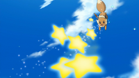 Eevee de Ilima/Eevee de Liam usando velocidad/rapidez.