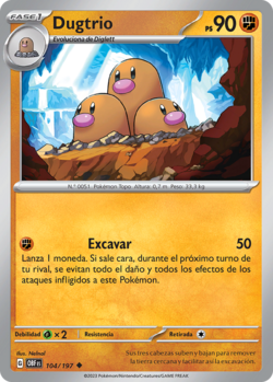 Dugtrio　ダグトリオ ★ シャドウレス　Shadowless Dugtrio (Llamas Obsidianas TCG) - WikiDex, la enciclopedia Pokémon