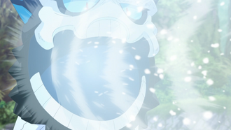Mega-Glalie de Coral usando Ventisca.