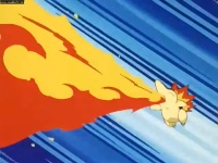 Cyndaquil usando lanzallamas.