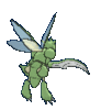 Imagen posterior de Scyther hembra en Pokémon X, Pokémon Y, Pokémon Rubí Omega, Pokémon Zafiro Alfa, Pokémon Sol, Pokémon Luna, Pokémon Ultrasol y Pokémon Ultraluna