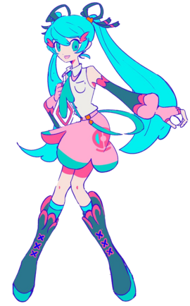 Diseño de Hatsune Miku adulta en After Epochs.