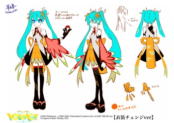 Arte conceptual de Hatsune Miku con el vestido Ho-Oh