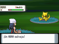 Aparición de un Pokémon salvaje en Pokémon Diamante y Perla