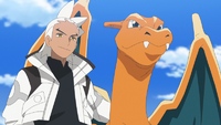 Friede y Charizard después de volver del espacio.