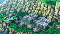 Los Laboratorios Lysandre/Lysson en el anime, al costado está ubicada la Guarida del Equipo/Team Flare.