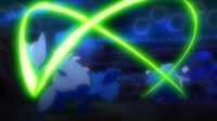 Sceptile de Sawyer/Sabino usando hoja aguda sobre el Blastoise de Tierno/Benigno.
