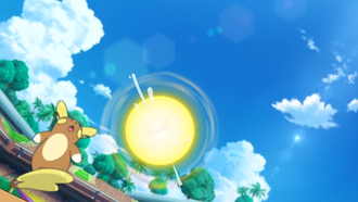 Raichu de Alola de Tilo usando onda certera.