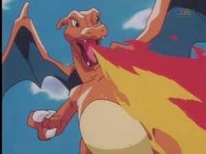 Charizard usando giro fuego.