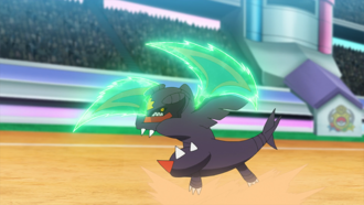Mega-Garchomp de Cynthia/Cintia usando garra dragón.