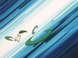 Chikorita usando hoja afilada.