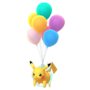 Pikachu Vuelo con globos multicolor GO.png