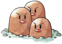 Dugtrio en Pokémon Rojo y Verde.