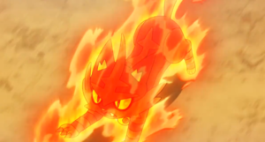 Torracat de Ash usando Carga de Fuego/Nitrocarga.