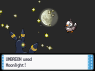 Umbreon usando luz lunar en Pokémon Diamante, Perla y Platino.