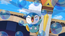 Piplup usando rayo burbuja.