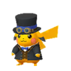 Pikachu con traje elegante azul y gafas