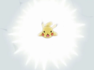 Pikachu usando ataque rápido.