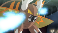 Un Mega-Pinsir usando golpe doble/doble golpe en el SME04.