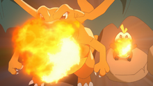 Charizard de Friede y Fuecoco de Rod usando lanzallamas.