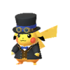 Pikachu con traje elegante azul y gafas