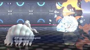 Un Whimsicott congelado en Pokémon Champions.