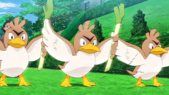 Farfetch’d de Goh usando doble equipo.