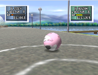 Blissey usando rizo defensa en Pokémon Stadium 2.