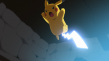 Pikachu de Ash usando cola férrea.